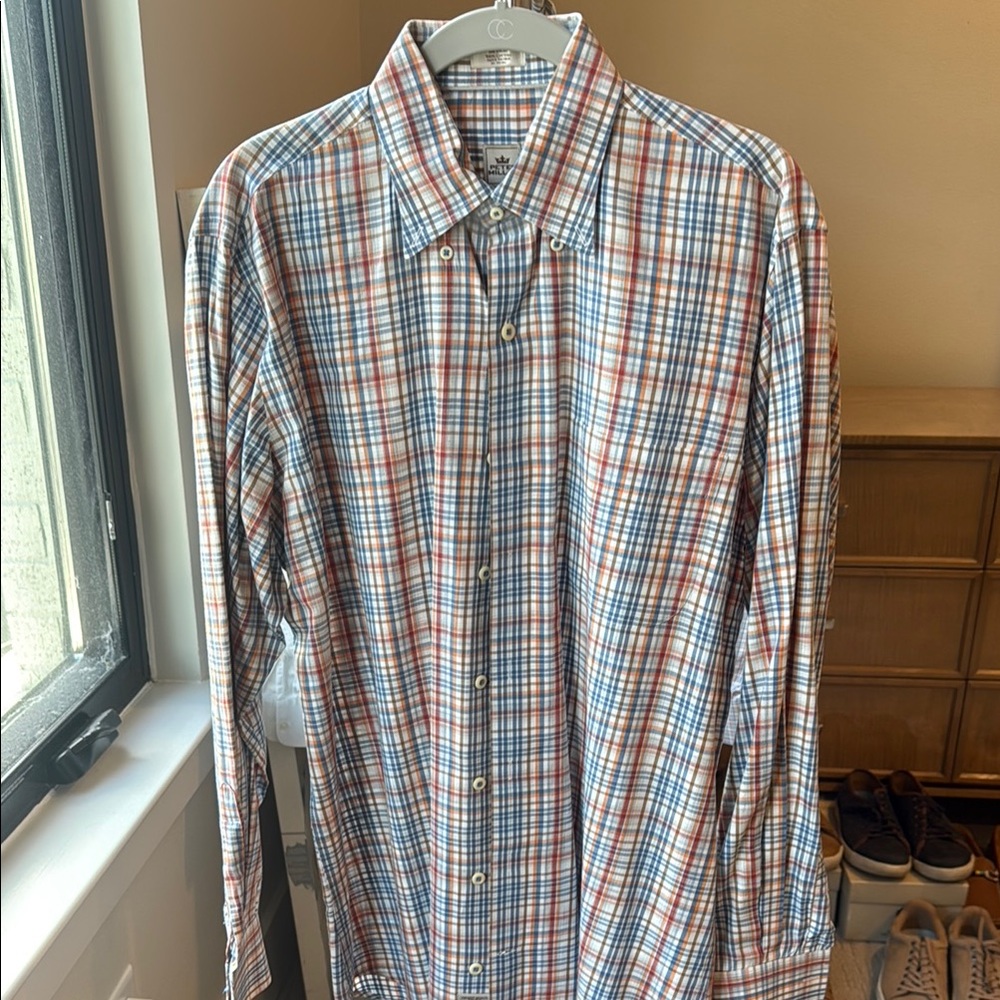 Peter Millar Red and Blue Casual Button Down Shirt